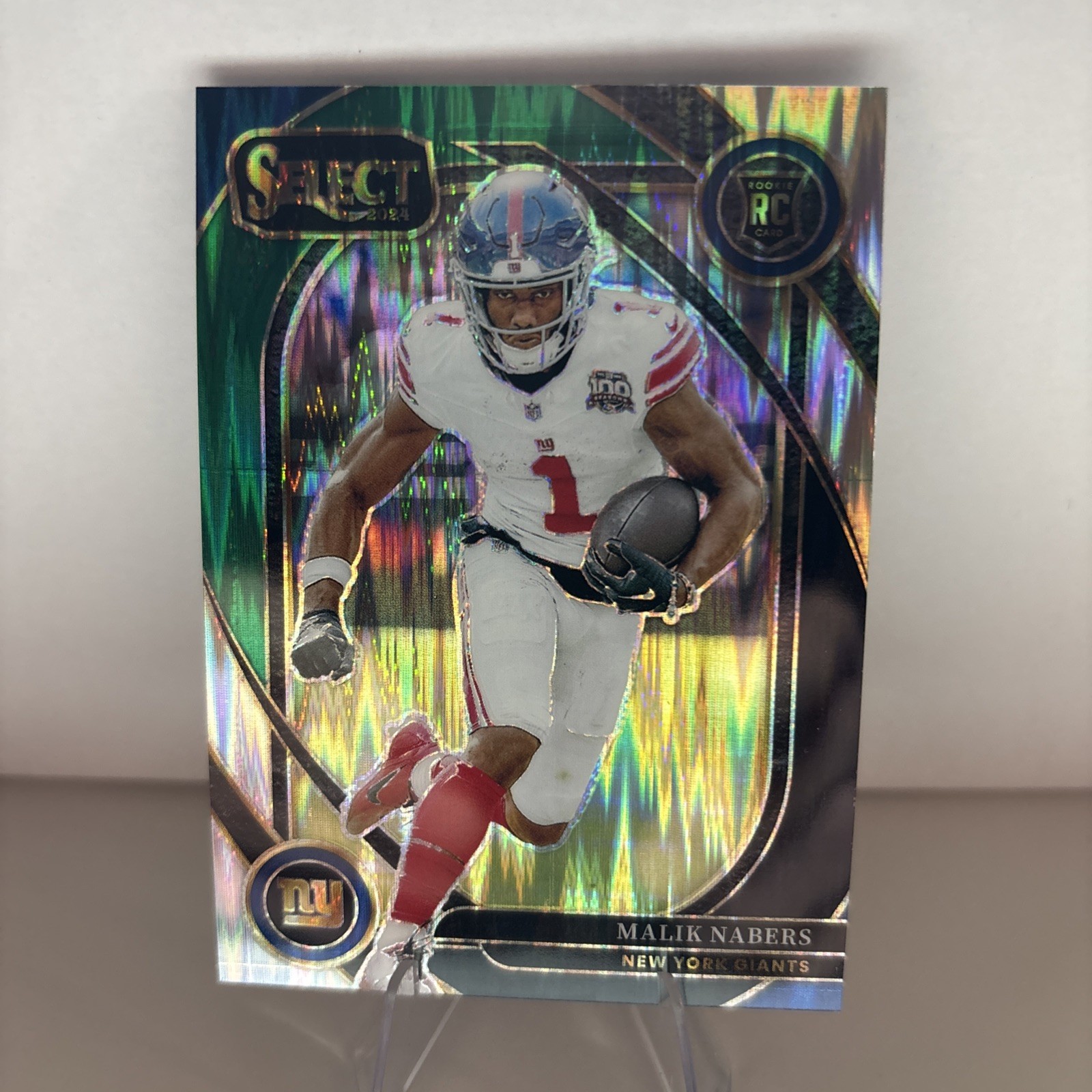 2024 Panini Select - Club Level Malik Nabers #220 Black & Green Shock Prizm (RC)