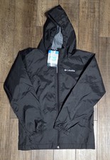 Columbia Glennaker Rain Jacket Youth Medium 10-12 Black Full Zip Waterproof