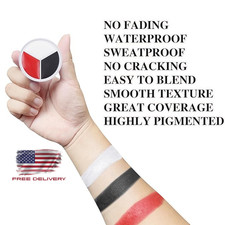 White Red Black Halloween Face Paint Makeup Kit, Professional Clown Joker Cream.