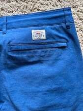 Faherty All Day Men s Blue Chino Shorts Cotton Blend 7" Flat Front Drawstring