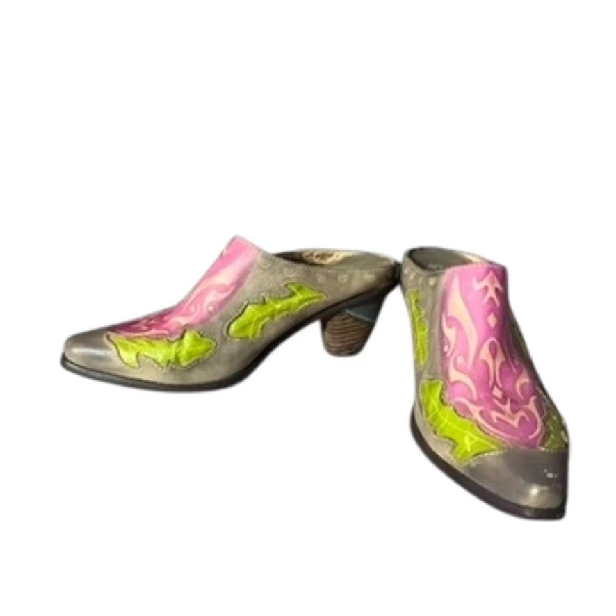 Spring Step Leather Mules Pink Green Western Floral – Read Description - Image 3 of 4