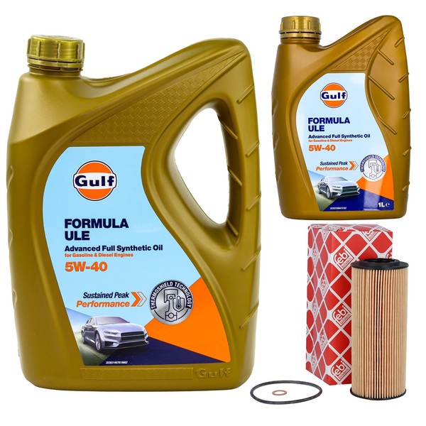 MotoröL Set Gulf Formula ULE 5W-40 6 Liter + ÖLfilter FüR BMW 3Er X3 5Er 1Er E46-image