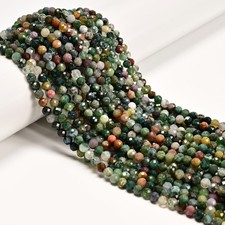 Natural Indian Agate Faceted Round Beads Size 2mm 3mm 4mm 15" Strand