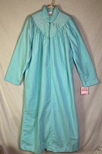 NOS SEARS Carriage Court Blue Robe, Housecoat, Fleece Nightgown 1/2 Zip Size L