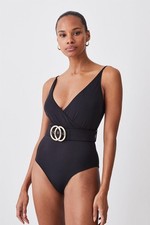 Karen Millen Badeanzug mit Gürtel in Schwarz UVP 55£