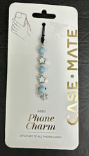 Case-Mate Mini Phone Charm Beaded Blue Silver Stars Pearls