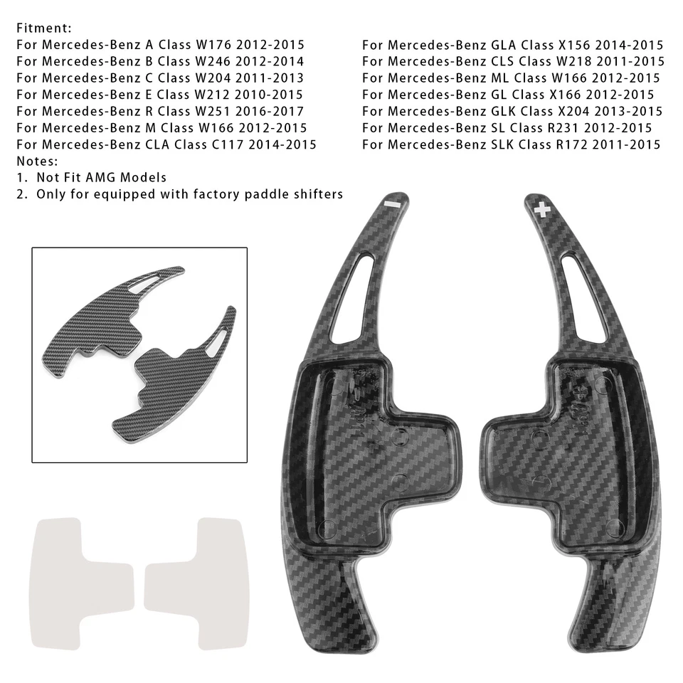 Carbon Look Steering Wheel Paddle Shifter Extensions Fit Mercedes-Benz A C E #8 Foto 2 de 4