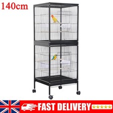140cm Large Bird Cage Black Parrot Cage for Finch Canaries with Rolling Stand UK