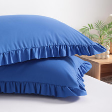 Ruffled Pillow Shams Standard 20x26 Set of 2, Brushed Microfiber Pillowcases wit