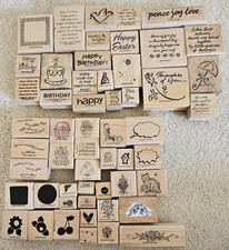 54 Stampin' Up Wood Mounted Rubber Stamps - Birthday, Christmas, Easter, More