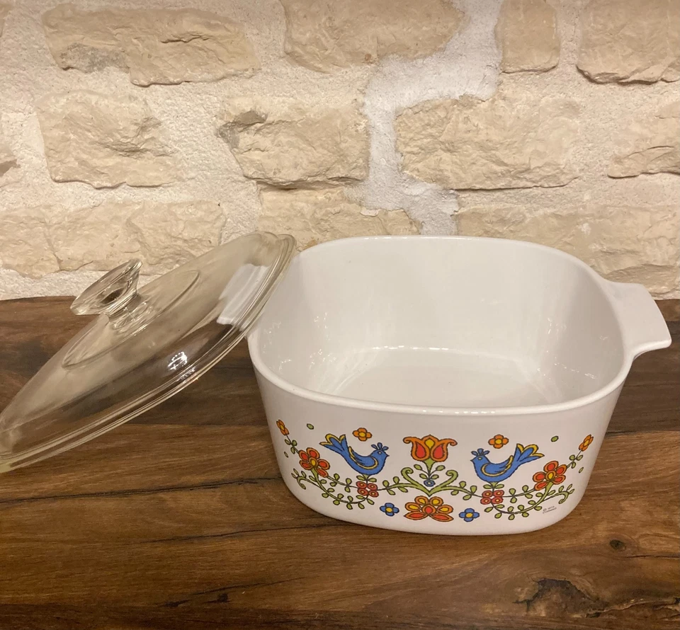 Vintage Pyroflam Kochtopf "Folk Flower Birds" - Made in Holland - 70er Jahre - Bild 2 von 4