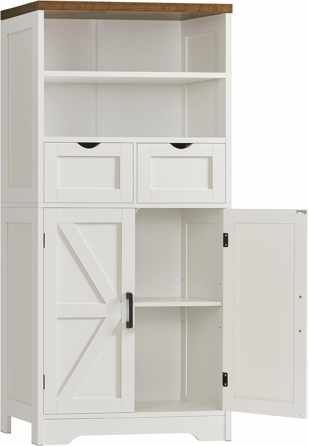 Storage Cabinet 2 Drawers Adjustable Shelf For Kitchen Bathroom Living Room