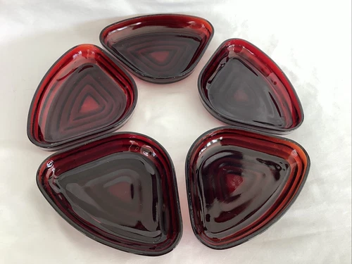 Vtg Anchor Hocking Manhattan Ruby Red Horizontal Ribbed Relish Dish Replacement