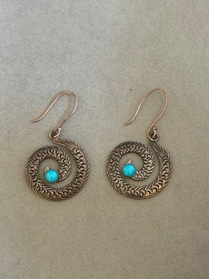 Vintage Navajo Sterling Silver and Turquoise Eagle Snake Earrings