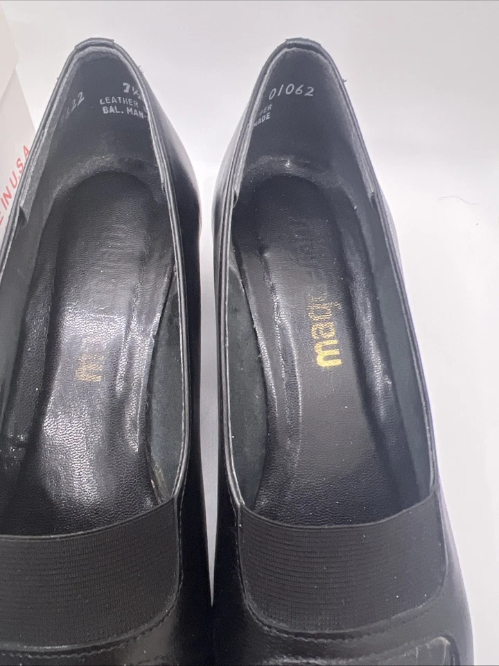 Magdesian Chunky Heels Loafer Womens Size 7.5 Black Leather Slip On Tillie-R - Image 4 of 4