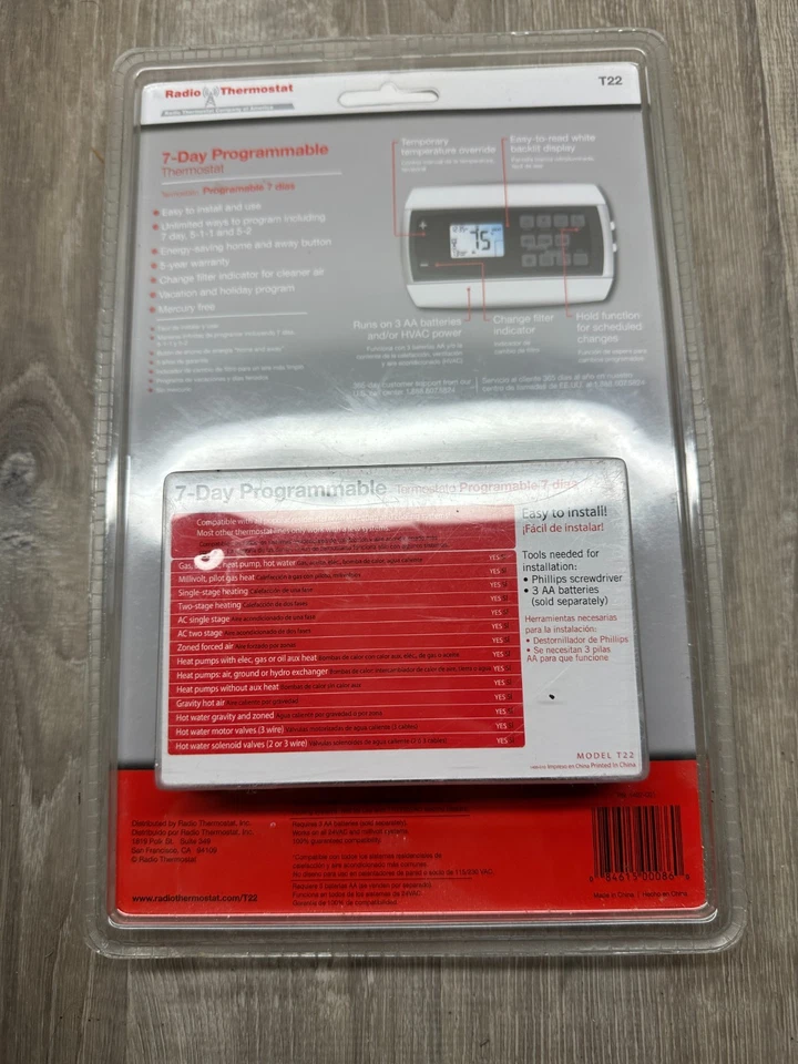 Radio Thermostat T22 7 Day Programmable Thermostat - White - Image 2 of 4