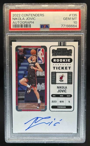 2022-23 Contenders Nikola Jovic Auto RC Rookie Ticket #135 Heat PSA 10