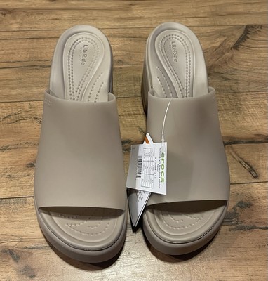 NEW CROCS Brooklyn Frosted Slide Heel 210981 Tan Size 10 ~ BRAND