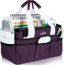 JJRING Craft Organizer Tote Bag, Art Storage Caddy with Small, Deep Purple