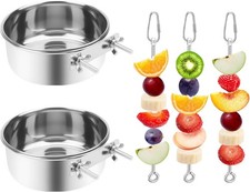 2 Pcs Bird Feeder Bowls W/ 3 Pcs Food Holder Cage Parrot Food Water Bowls 