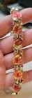 Rare Lisner Thermoset Autumn Pink Yellow Leaves Bracelet Earring Set Rhinestone — photo 3