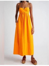 Farm Rio Orange Marigold Bustier Maxi Dress Size Medium