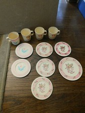 Vtg Chilton Globe Plastic Play Dishes Mugs Lot Tea Set Little girl Bear Apples