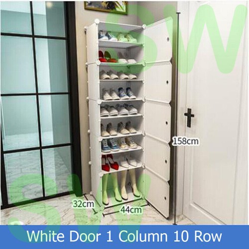 Portable Door Cube DIY Shoe Cabinet Rack Storage Stackable Organiser Stand White - Picture 12 of 27