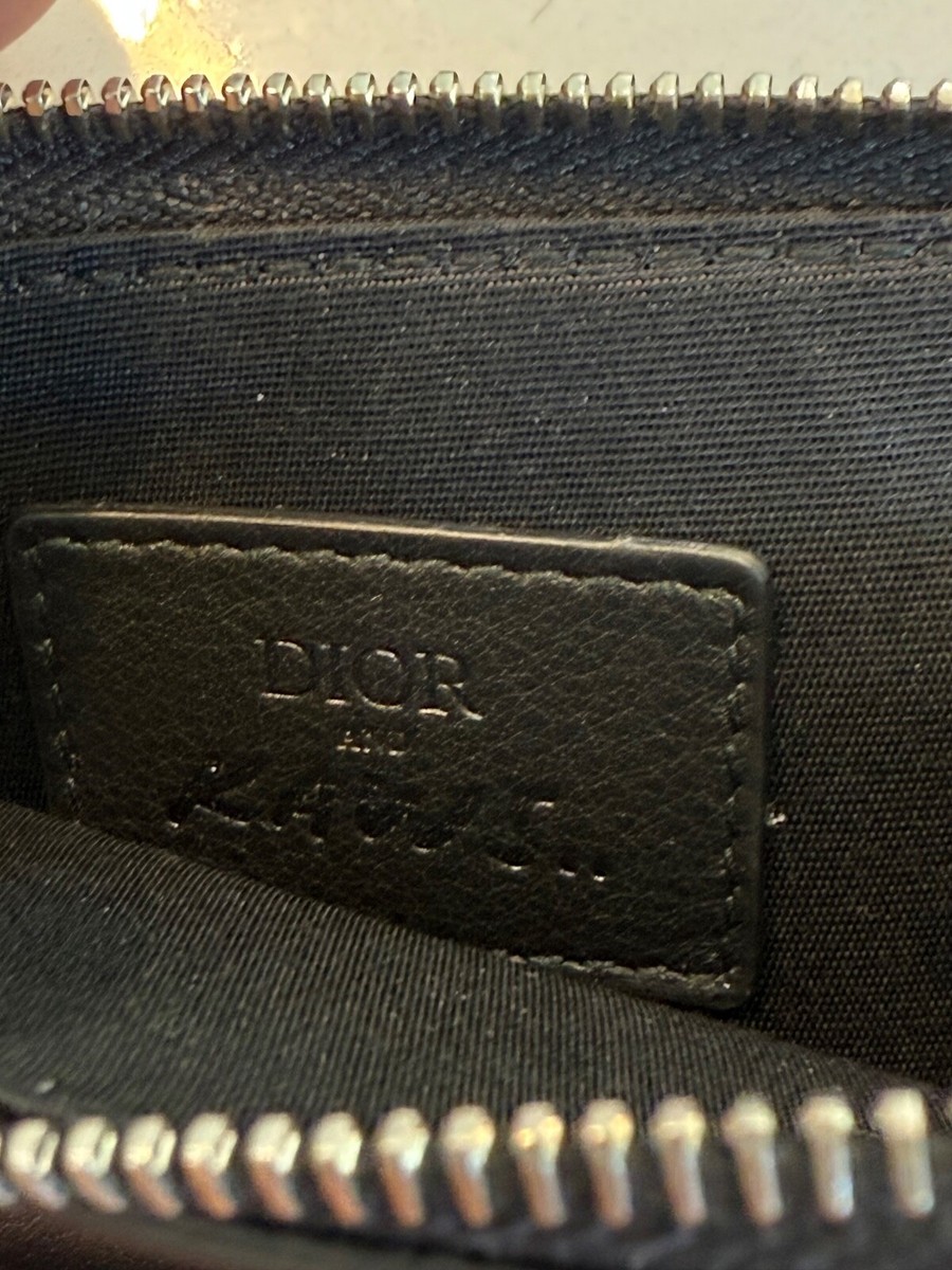 DIOR X KAWS Pink BEE 🐝 Wallet w/ Zipper black leather cardholder