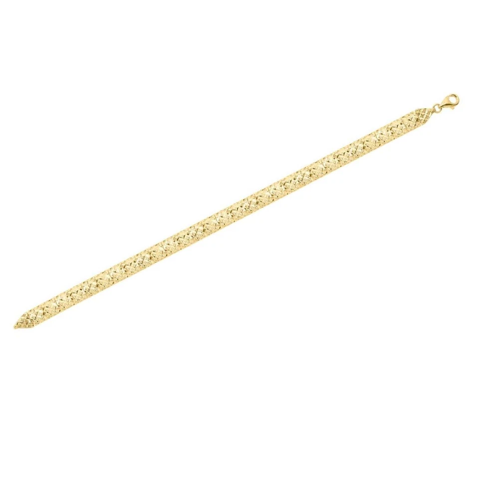 Brazalete de cadena de eslabones cuadrados de 6,2 mm con corte de diamante de oro amarillo de 10K, langosta - 7,25" Foto 2 de 4