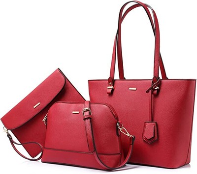 LOVEVOOK Handbags for Women Shoulder Bags Tote Satchel Hobo 3pcs Purse Set, Red