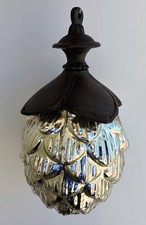 Regency MTX57709 Silver Glass Finial 6" Pine Cone Christmas Ornament Pewter Top
