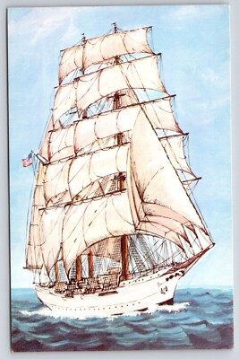 Postcard Eagle USA Training Ship Frank P Zaso Painting