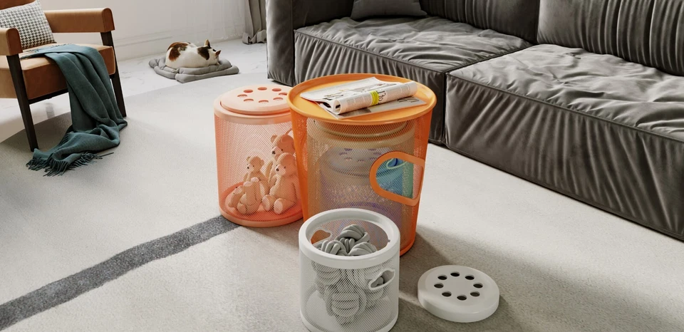 Small Button Stool with Cloud Shape handle Home Furniture Decor Toys Storage - Image 4 of 4