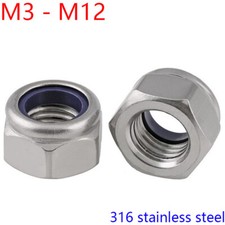M3/M4/M5/M6-M12 316 STAINLESS STEEL Locknuts Hexagon Nut Hex Locknut with Nylon