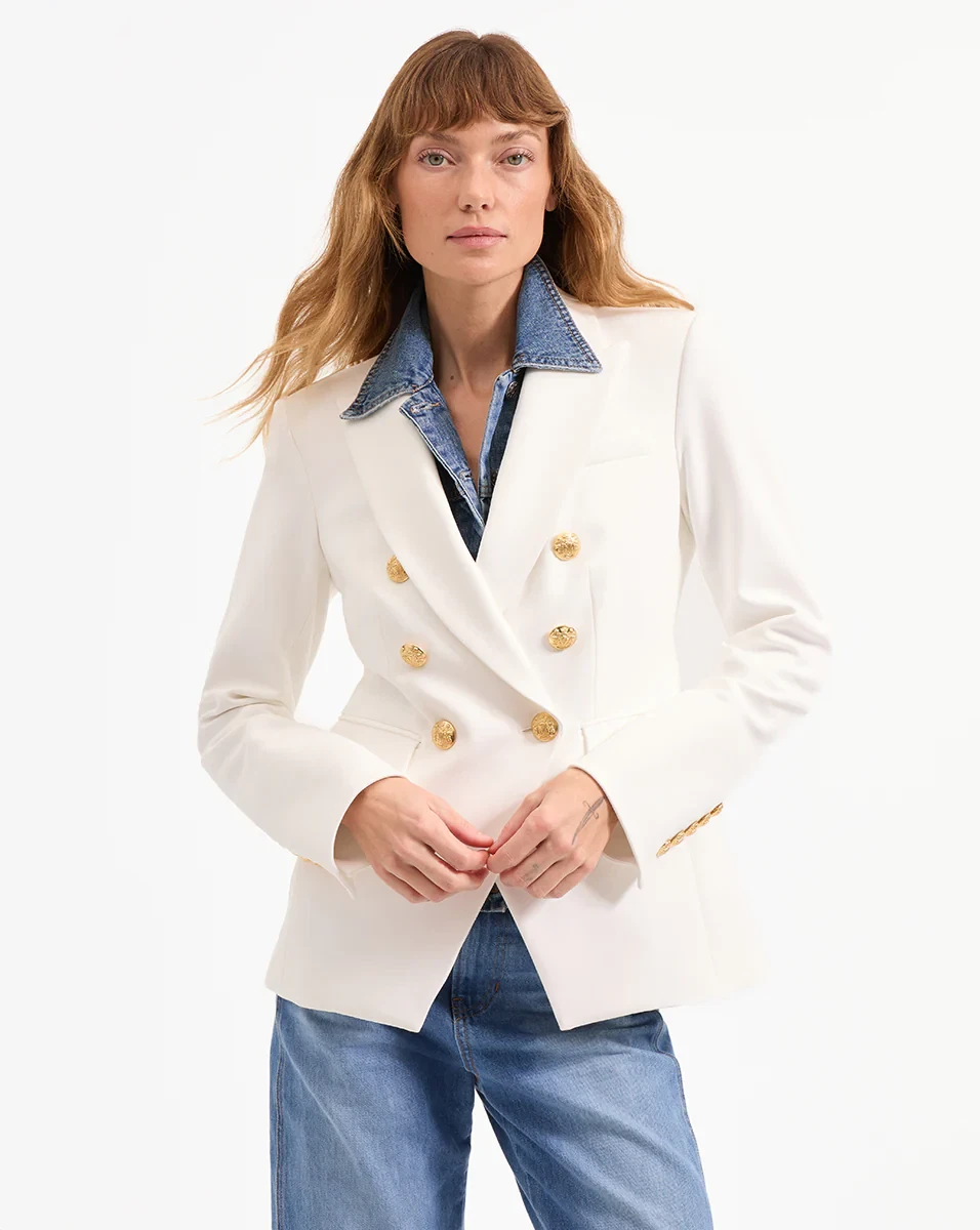 NWT $695 Veronica Beard MILLER DICKEY JACKET Off White/ Gold