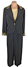 Vintage 80s Gold Black Cropped Jacket Eveningwear 2pc Jumper/Romper sz 10