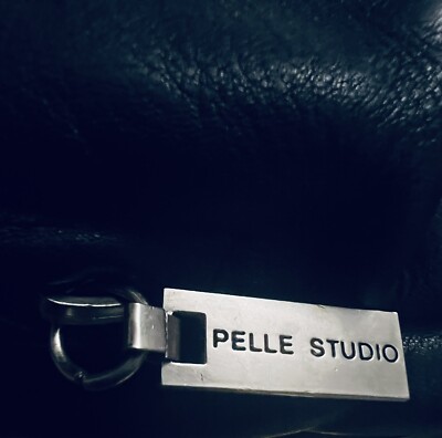 VINTAGE PELLE STUDIO BACKPACK BLACK LEATHER SILVER ZIPPED | eBay display picture 3