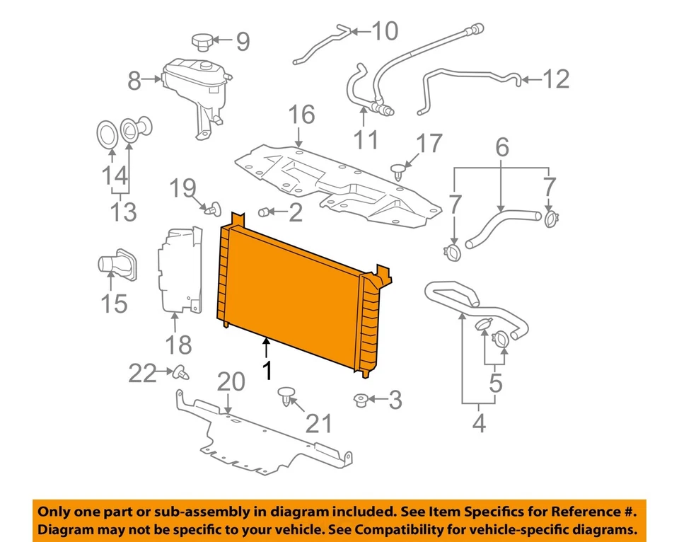 Used Radiator fits: 2010 Chevrolet Silverado 1500 pickup 5.3L w/enhanced cooling Foto 3 de 4