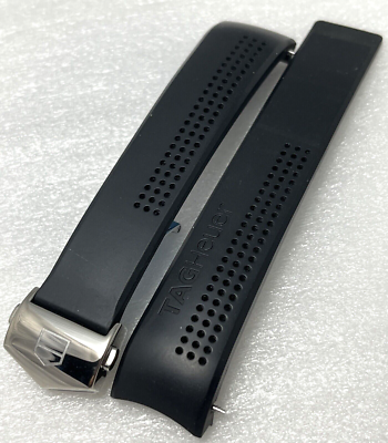 TAG Heuserのバンド TAG Heuer Watch Strap Band 20 x 18 Black Rubber WITH SS