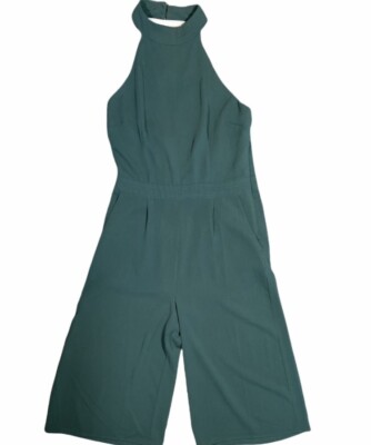 Forever 21 Halter Jumpsuit Women's Size L Hunter Green Sleeveless
