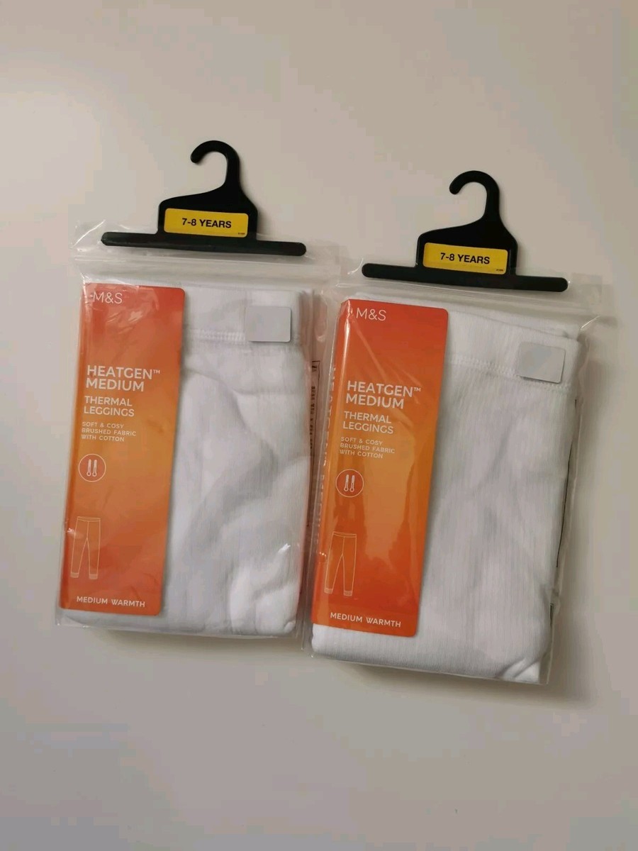 M&S Heatgen Thermal Leggings, x2, Medium Warmth, White, 3-14 Years