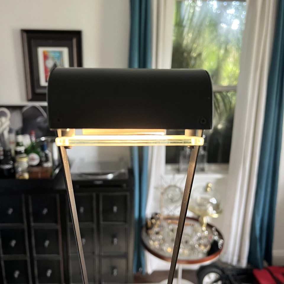MCM Lite Source Halotech Feather Desk Lamp LED Swing Arm Jet Black Approx 33” - Image 3 of 4