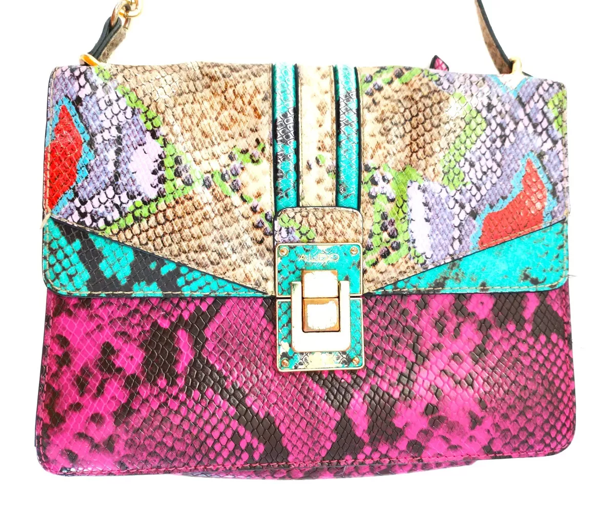Aldo Bisegna Faux Snakeskin Rainbow Colored Crossbody Shoulder Bag
