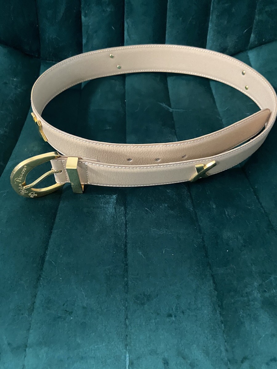 Paloma Picasso Vintage Gold Buckle Cream Belt Vintage 90s to 80s Paloma Picasso Cream Suede Leather Belt  main image 2