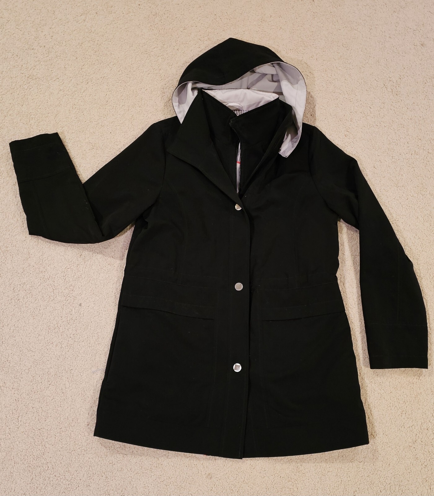 Croft&barrow S Black Jacket Water & Wind Resistant Snap/ Zipper Removable Hood