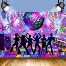 Retro Disco Music Dance Party Backdrop Carnival Party Background Banner Decor