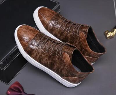 Plus Size Loafers Men Fashion Casual Korean Lace Up High Top Board Solid Shoes