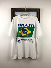 Vintage 90's Brazil Football Shirt Soccer Jersey France 98 Men Rare Monde XL