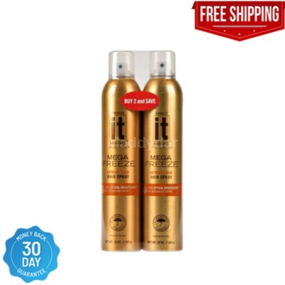 Freeze It Mega Freeze Humidity Resistant Extreme Hold Hair Spray 10 oz (2 Pack)